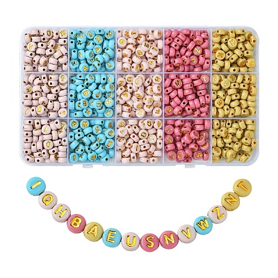 900Pcs 5 Colors Plating Acrylic Beads OACR-YW0002-42-1