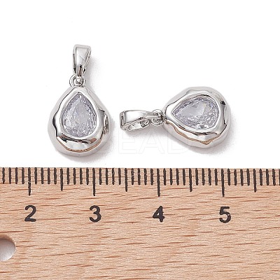 Brass Micro Pave Clear Cubic Zirconia Charms KK-K360-14P-1