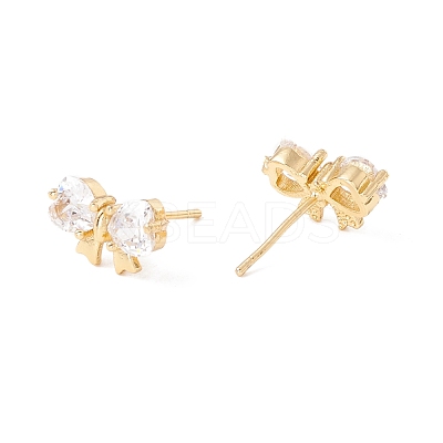 Clear Cubic Zirconia Bowknot Stud Earrings EJEW-F282-43G-1