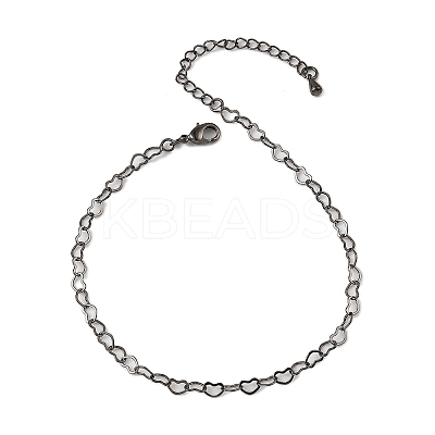 Brass Heart Link Bracelets for Women BJEW-G735-07B-1
