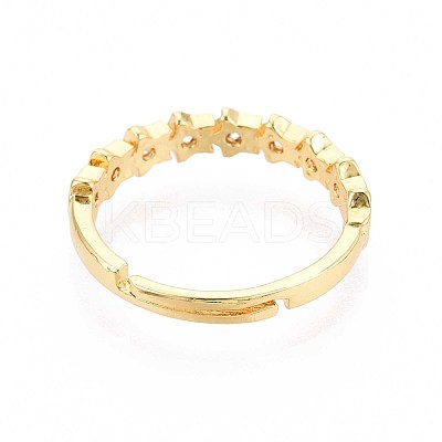 Brass Micro Pave Cubic Zirconia Cuff Rings for Women KK-T071-82G-1