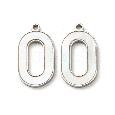 304 Stainless Steel Pave Shell Pendants STAS-L022-206P-1