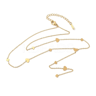 304 Stainless Steel Heart Lariat Y Necklaces for Women NJEW-C082-01G-1