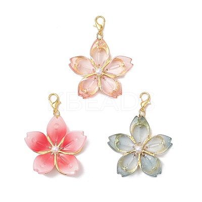 3Pcs 3 Colors Glass Pomegranate Flower Pendant Decorations HJEW-JM03399-1