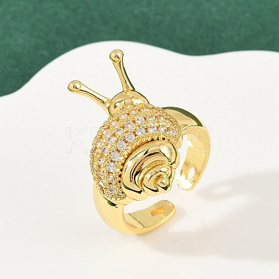 Brass Micro Pave Clear Cubic Zirconia Cuff Rings RJEW-P155-02G-1