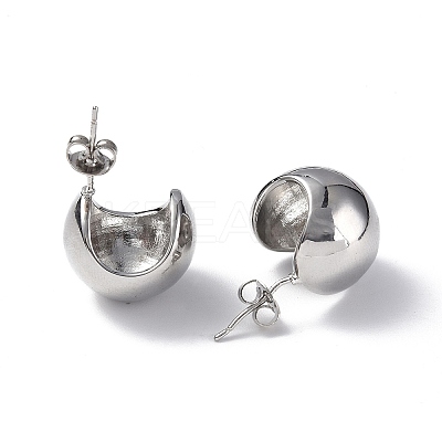 Brass Oval Dome Stud Earrings for Women EJEW-P214-04P-1