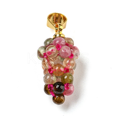 Natural Multicolor Tourmaline Round Cluster Pendants G-D094-04G-1
