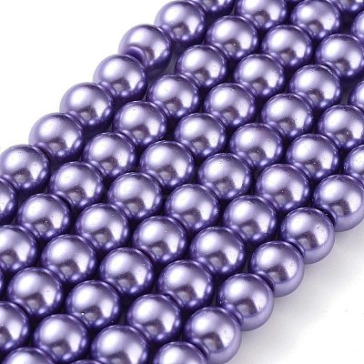 Baking Paint Pearlized Glass Pearl Round Bead Strands HY-Q330-8mm-27-1