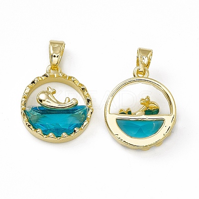 Deep Sky Blue Glass Pendants ZIRC-F130-08G-1