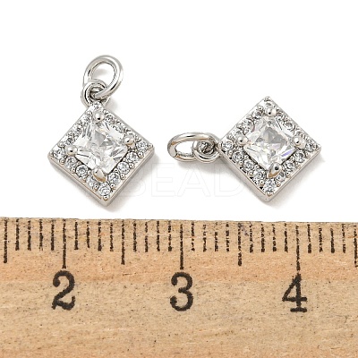 Brass Micro Pave Clear Cubic Zirconia Pendants KK-P275-32B-P-1