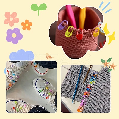80Pcs 8 Colors Eco-Friendly ABS Plastic Knitting Crochet Locking Stitch Markers Holder FIND-YW0005-36-1