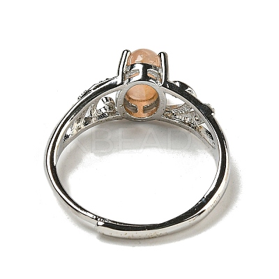 Oval Natural Sunstone Adjustable Rings RJEW-Q818-01P-02B-1