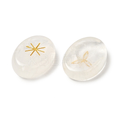 13Pcs Natural Quartz Crystal Rune Stone G-C095-02B-1