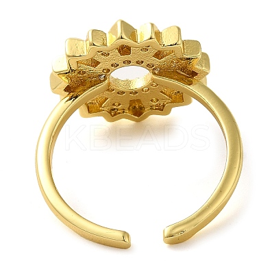 Brass Micro Pave Clear Cubic Zirconia Open Cuff Rings for Women LS-RJEW-Z070-04G-03-1