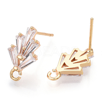 Brass Cubic Zirconia Ear Stud Findings KK-S336-25G-1