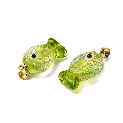 Handmade Dichroic Foil Lampwork Pendants X2-DICH-G001-01G-06-1