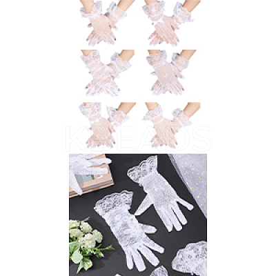 6 Pairs 6 Styles Polyester Lace Gloves AJEW-GL0002-71-1