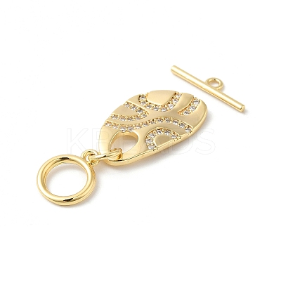 Brass Micro Pave Clear Cubic Zirconia Toggle Clasps KK-P234-63G-1