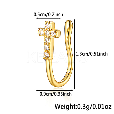 925 Sterling Silver Pave Clear Cubic Zirconia Cross Nose Rings MA2524-5-1