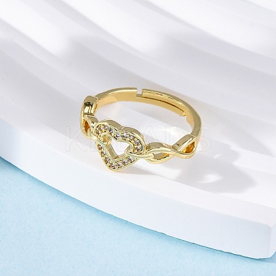 Adjustable Brass Micro Pave Clear Cubic Zirconia Rings for Women RJEW-U043-05G-1