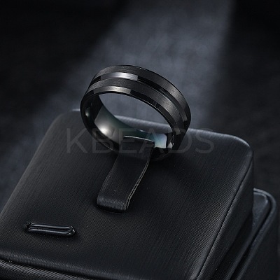 Grooved 201 Stainless Steel Finger Rings for Men WG2ADDA-12-1