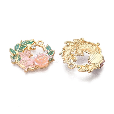 Rack Plating Alloy Enamel Pendants ENAM-N056-371KCG-02-1