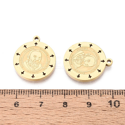 Religion 304 Stainless Steel Pader Pio Medal Pendants STAS-T073-03G-1