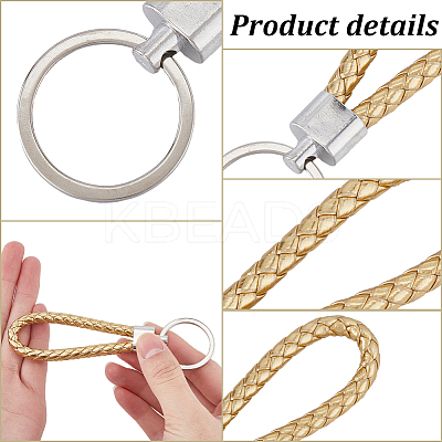 20Pcs 2 Colors Braided PU Leather Keychain KEYC-CP0001-20-1
