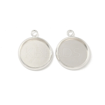 Flat Round Brass Pendant Cabochon Settings KK-K414-14E-S-1