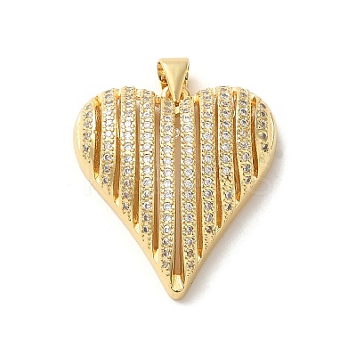 Brass Micro Pave Clear Cubic Zirconia Pendants KK-M281-02G-1