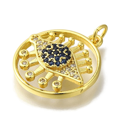 Rack Plating Brass Micro Pave Cubic Zirconia Pendant KK-H485-16G-1