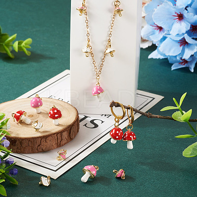8Pcs 4 Styles Real 18K Gold Plated Rack Plating Brass Enamel Charms FIND-TA0006-02-1