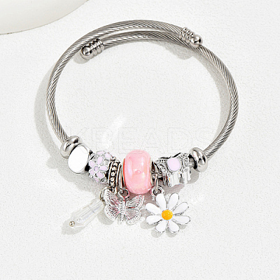 Non-Tarnish 201 Stainless Steel European Bracelet OQ8559-1-1