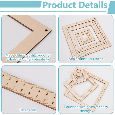 Square Wood Knitting Gauge Rulers DIY-WH0504-227-1