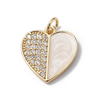 Brass Micro Pave Cubic Zirconia Pendants KK-E003-01G-1