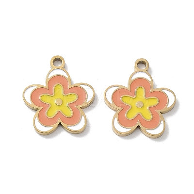 Ion Plating(IP) 304 Stainless Steel Enamel Pendants STAS-P339-16G-02-1