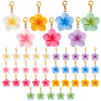 42Pcs 7 Colors Resin Flower Pendant Decorations HJEW-GA0001-57-1