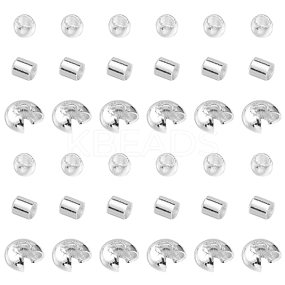 300Pcs 3 Style Iron & Brass Crimp Beads Covers KK-YW0002-16-1