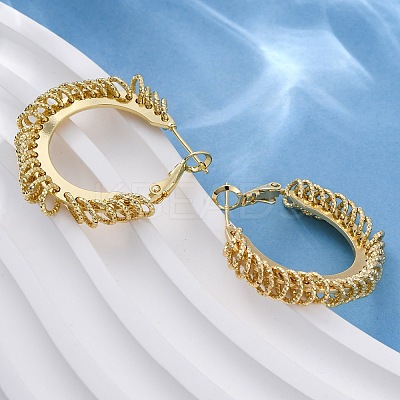 Brass Hoop Earrings EJEW-R025-31G-1