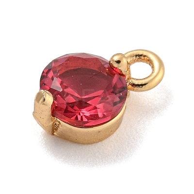 Flat Round Brass Micro Pave Cubic Zirconia Charms KK-Z072-02KCG-05-1