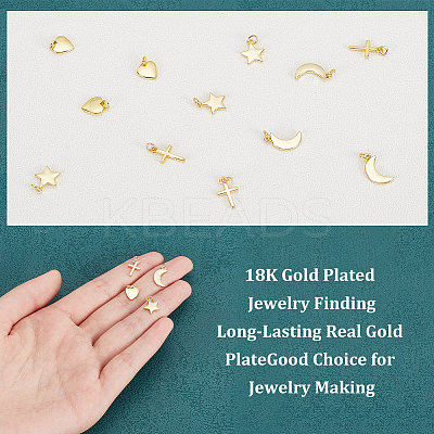 16Pcs 4 Style Brass Pendants Sets KK-BC0011-25-1
