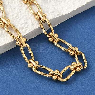 Ion Plating(IP) 304 Stainless Steel Textured Oval Link Chain Bracelets for Women BJEW-B092-08G-02-1