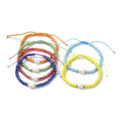 6Pcs 6 Colors Glass Seed Bead Bracelets BJEW-JB09991-1
