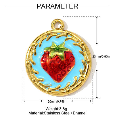 304 Stainless Steel Enamel Pendants STAS-OY003-78G-1