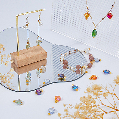 120Pcs 12 Colors Electroplate Glass Pendants PALLOY-FH00171-1