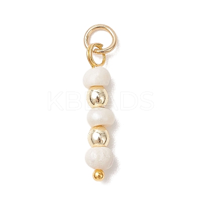 Natural Cultured Freshwater Pearl Potato with Round Electroplate Synthetic Non-magnetic Hematite Pendants PALLOY-JF04853-02-1