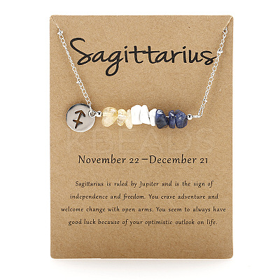 Natural Citrine & Sodalite & Howlite Chip & Alloy Constellation Pendant Necklaces WGB0CBC-06-1