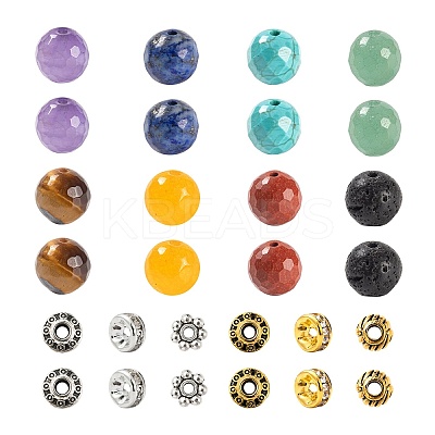 285Pcs 14 Style Natural Mixed Faceted Round Gemstone Beads G-LS0001-58-1