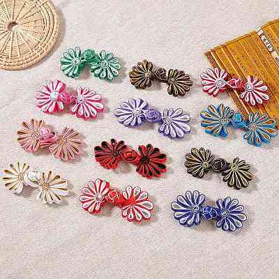 12Pcs 12 Colors Satin Buttons FIND-FG0003-85-1