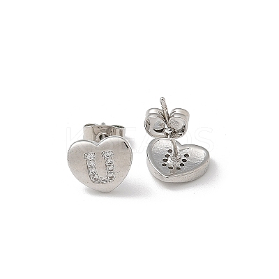 Rack Plating Brass Micro Pave Clear Cubic Zirconia Stud Earrings EJEW-K299-01P-U-1